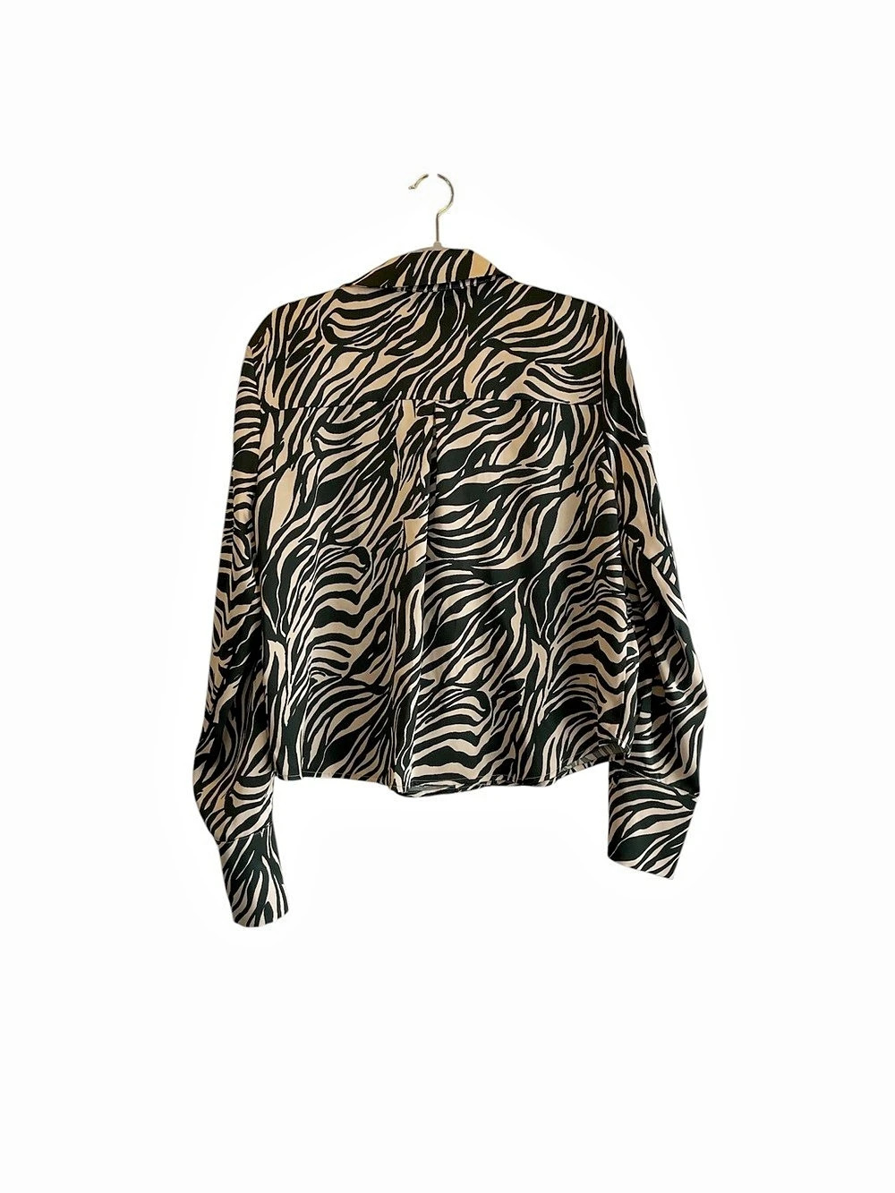 PLEIONE Animal Print Blouse in Black & Beige Size Medium